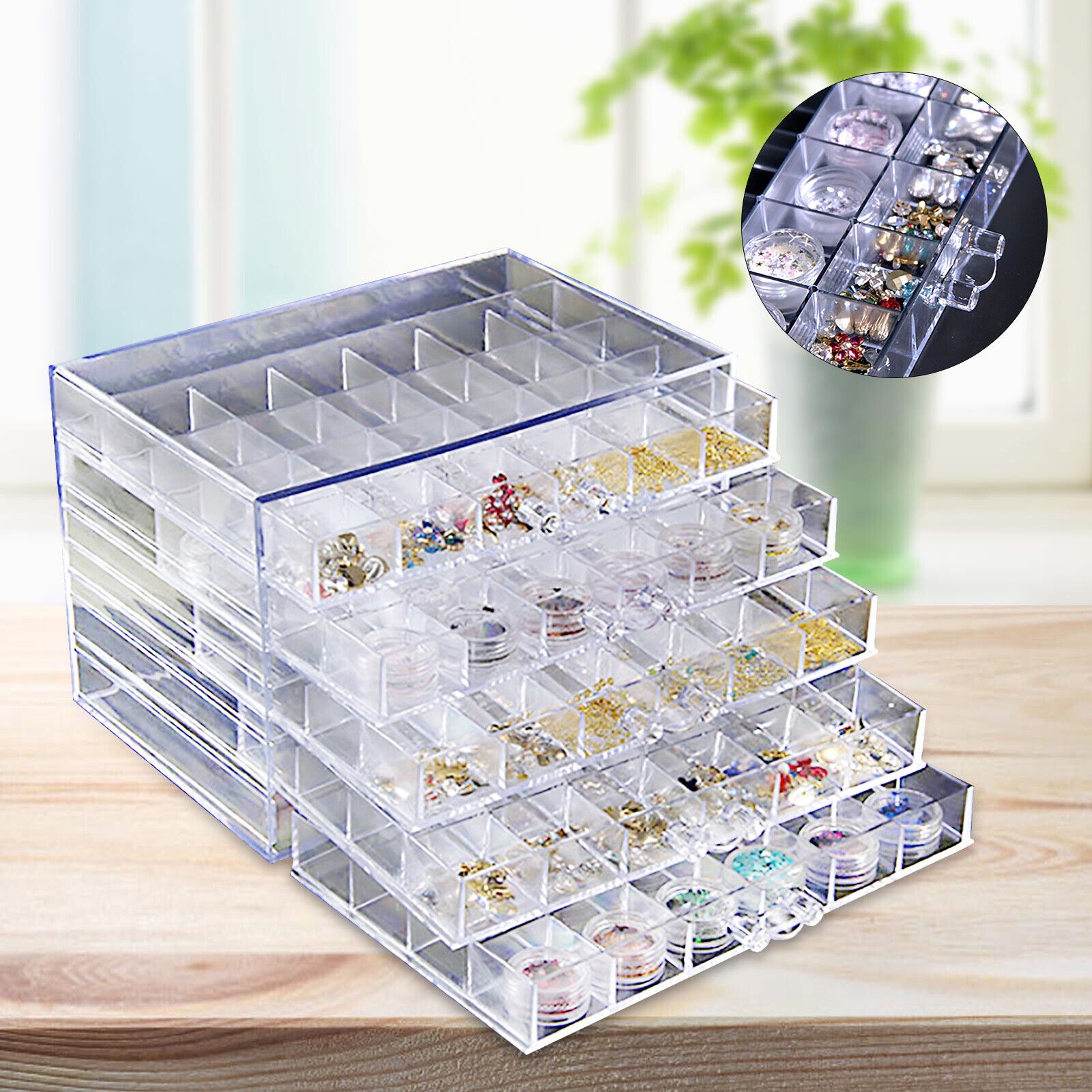 Collan 5 Layer Clear Jewelry Organizer Supplies Sequence Organizer - 5-layer